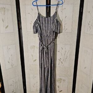 One Clothing Gray Silver Tie Front Jumpsuit